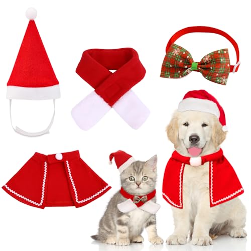 Weihnachten Hund Weihnachtsmütze,4 STK,Haustier Kleidung für Party,Hundeweihnachtsoutfit,Weihnachten Hundekleidung Katze,Hundekatze-Kleidung Weihnachts,Haustier Weihnachtsdekoration Hund von Huahuanghui