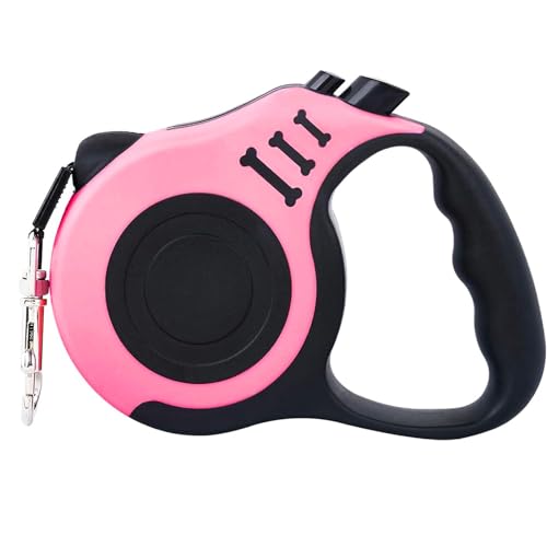 Hundeleine, 3 Meters Rollleinen für Hunde, Hundeleine Kleine Hunde Leicht, Dog Leash, Einziehbar Hundeleine für Kleine, Mittlere und Große Hunde, Rosa von Huamirra