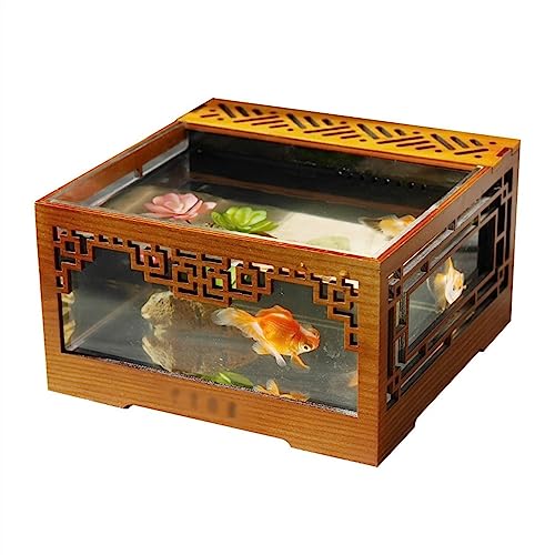 Aquarium Deko Aquarium Acryl Transparent Aquarium Tank Chinesische Vintage Aquarium Abnehmbare Desktop Ökologische Tank Indoor Ornamente Mini Aquarium von Huangj-0527