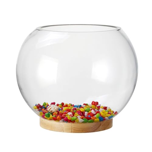 Aquarium Deko Verdicktes transparentes Glas Aquarium Desktop Runde Goldfisch Aquarium Wohnzimmer Desktop Dekorative Aquarium Ornamente Mini Aquarium(30cmx24.5cm) von Huangj-0527