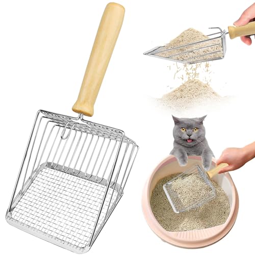 Huanmin Cat Litter Scoop, Katzenschaufel für Katzenklo, 27.5 X 13cm Katzenschaufel, Hole Spacing 3 Mm Und 10mm Katzenstreuschaufeln, Katzenschaufel Metall, Schaufel für Katzenstreu, für Cat Litter von Huanmin