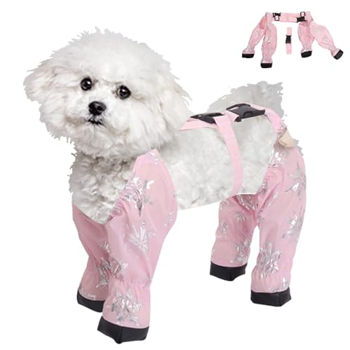 Hundepfotenstiefel-Leggings, wasserdichte Hundestiefel, rutschfeste Hundeschuhe, Haustierpfotenschutz Für Den Winter, Warme Hundehose Mit Verstellbaren Hosenträgern von Huasean