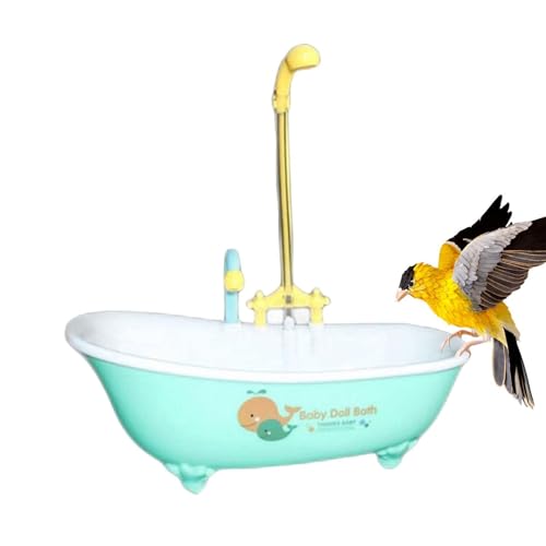 Huayeex Automatische Vogel Badewanne, Wellensittich Badewanne Vogel Spielzeug Bad Dusche, Vogelbadewanne Mit Wasserhahn, Badewanne Vogel Asserzyklus Papageien-Badewanne Haustier-Vogeltränke von Huayeex