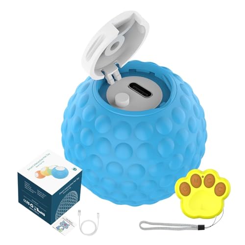 Huayeex Cat Rolling Ball Spielzeug - Cat Teaser Spielzeug - 2 LED Modi USB Wiederaufladbare Fernbedienung Kätzchen Ball Vogelgeräusch IP54 Wasserdicht von Huayeex