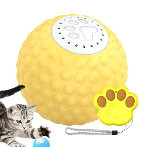 Huayeex Intelligenter Katzenrollball, interaktives Spielzeug für Indoor-Katzen, 2 LED-Modi, Vogel-Sound, Fernbedienung, Kätzchenball für Indoor-Spielen, stimuliert den Jagdinstinkt von Huayeex