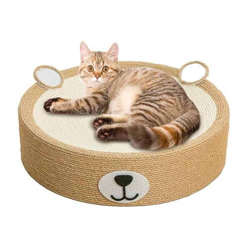 Huayeex Katzenkratzbett, oval, Sisal-Katzenbett, stabiles und rundes Kartonbett, ovale Kratzunterlage für Katzen, Kätzchen, Innenkrallenschleifen, Möbelschutz von Huayeex