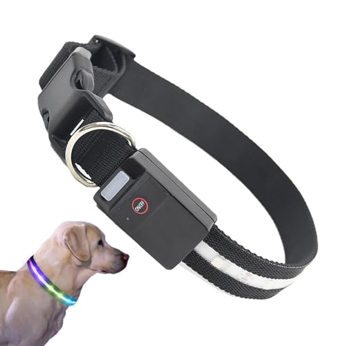 Huayeex LED-Hundehalsband, bunt, wiederaufladbar, LED-Hundehalsband, beleuchtetes Hundehalsband für Damen, Herren, Erwachsene, Outdoor, Spazierengehen von Huayeex