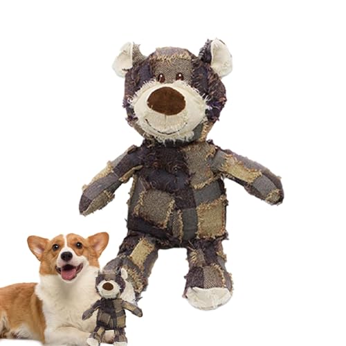 Hundespielzeug Unzerstörbar, Unbreakable Plüsch Squeaky Bear Dog Toy, Bären Hundekuscheltier, Unzerstörbares Hundespielzeug Quietschend Hunde Kauspielzeug, Robustes Interaktives Kauspielzeug Hunde von Huayeex