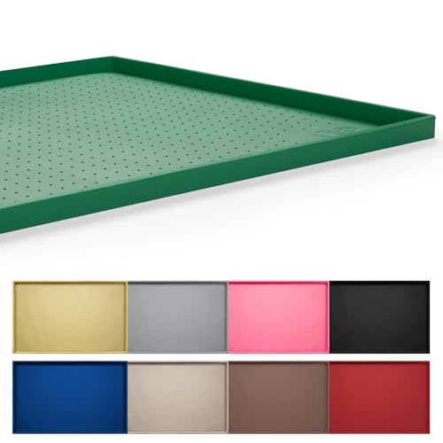 Hubulk Futtermatte für Hunde und Katzen, L (48.3x30.5 cm), XL (61x40.6 cm) oder XXL (81.3x61 cm), 1.3 cm und 2.5 cm, erhöhter Rand, Silikon, rutschfest, groß (71 cm 1x40 cm 5.7x2 cm, Jägergrün) von Hubulk