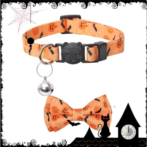 Halloween Hundehalsband - Abnehmbare Halloween-Fliege mit klingelnder Glocke,Hundebekleidungszubehör für Fotografie, Hochzeit, Zuhause, Spazierengehen, Reisen von Hudhowks