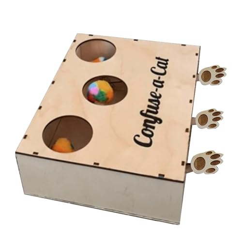 Hudhowks Katzenjagd-Boxspielzeug, Katzenpuzzlespielzeug | Verwirren Sie eine Katzentoilette,Katzenjagdbox, Katzenpuzzle aus Holz, natürliches interaktives Spiel für Katzenbesitzer, haustierfreundlich von Hudhowks