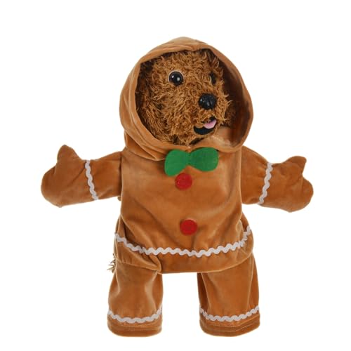 Lebkuchenkostüm für Hunde - Kleine Hunde- und Katzenkleidung, Weihnachtsoutfit, Plüschpullover,Lebkuchen-Warmer, weicher Kapuzenpullover, Wintermantel, Cosplay, Par, Verkleidung für kleine von Hudhowks