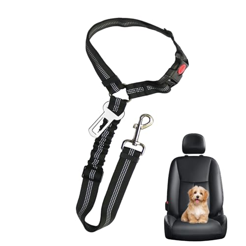 Hunde-Sicherheitsgurt fürs Auto,Hunde-Auto-Sicherheitsgurt-Geschirr,Sicherheitsgurtband für Hunde und Katzen | Tragbares Hunde-Autogeschirr mit Kopfstütze, Hundesitz-Sicherheitsgurt von Hudhowks