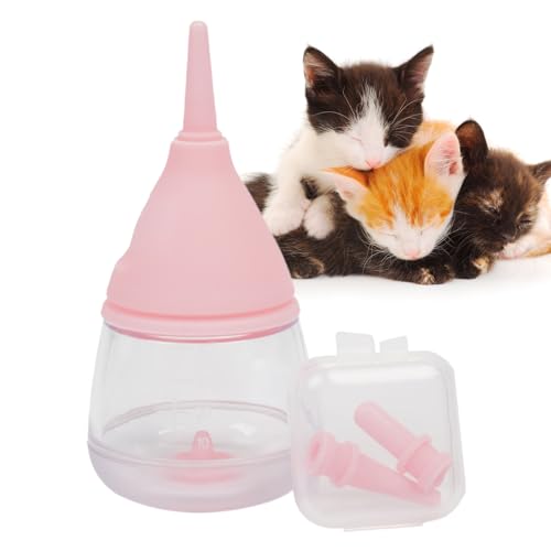 Kätzchen-Stillflasche, 35 ml Cartoon-Wassertropfen-Design-Kätzchenflasche, Welpen-Milchfutterspender für Kleintiere, Haustier-Flaschenfutterspender für Katzen und Hunde von Hudhowks