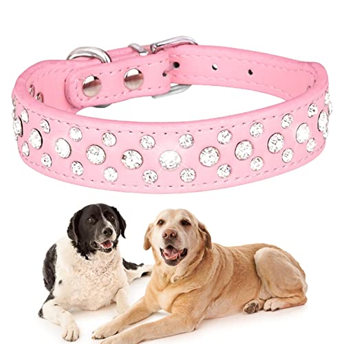 Pet Strass Halsband Hundehalsband mit Strasssteinen- Hundehalsband aus PU-Leder mit Nieten Kristall - Haustierhalsbänder mit glitzernden Kristallnieten, glänzendem Haustier-Aussehen von Hudhowks