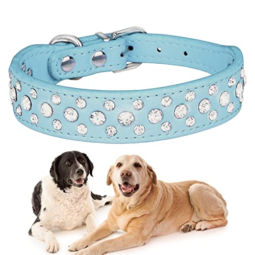 Pet Strass Halsband Hundehalsband mit Strasssteinen- Hundehalsband aus PU-Leder mit Nieten Kristall - Haustierhalsbänder mit glitzernden Kristallnieten, glänzendem Haustier-Aussehen von Hudhowks