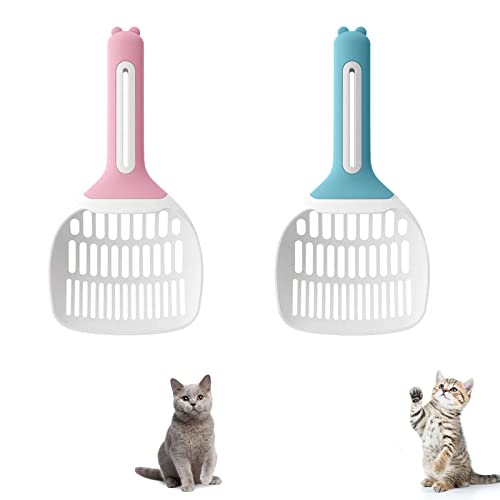 2 Stück Katzenstreu Schaufel, Schaufel Cat Litter Scoop, Katzenklo Schaufel, Katzenstreuschaufel, Streuschaufel Katzenklo, Katzenschaufel, für die Reinigung von Katzenstreu Tierbedarf(Rosa, Blau) von Hudiepan