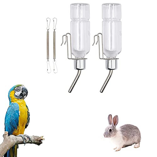 2 Stück Wasserflaschen für Kleintiere, Hängende Haustiere Wasserflaschen, Kaninchen Wasser Flaschen, Flasche Hängend Trinkbrunnen, Kaninchen-Wasserflaschen mit Drahthalter für Guinea Schweine 180 ml von Hudiepan