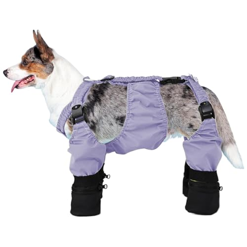 Stiefel mit Hosenträgern für Hunde, Leggings mit Hundestiefeln, Verstellbarer Hundepfoten-Beinschutz, rutschfeste Stiefel für kleine mittelgroße Hunde, Verstellbare Stiefeletten von Huehkir