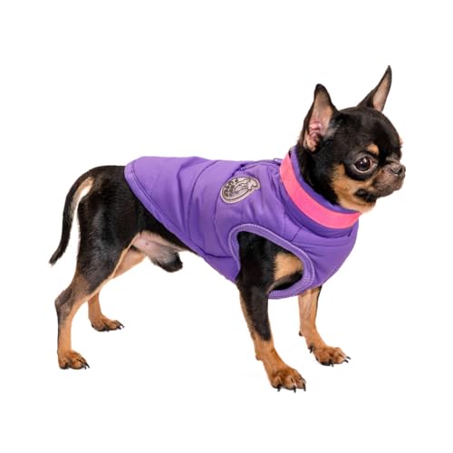 Hug Pupee Gepolsterte Jacke für kleine Hunde, Wintermantel, gemütlich, warme Winterkleidung für kleine Hunde, Pullover, Lila, Größe XS von Hug Pupee