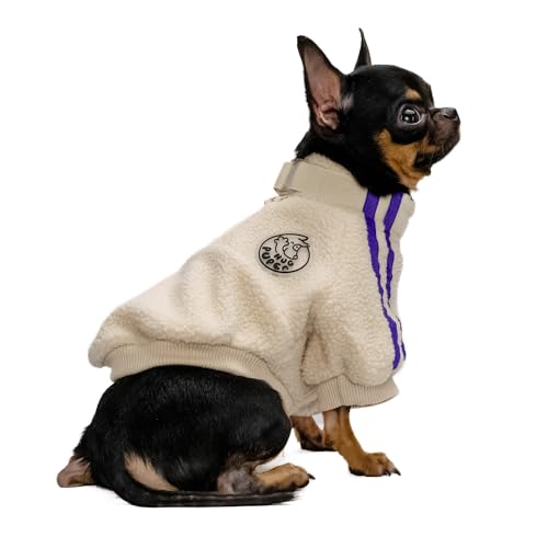 Hug Pupee Kleine Hunde-Fleecejacke, gemütlich, warme Winterkleidung für kleine Hunde, Pullover, Beige, Größe XXL von Hug Pupee