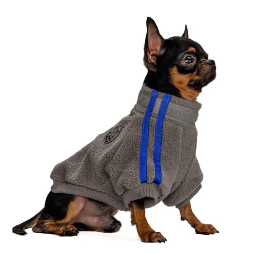 Hug Pupee Kleine Hunde-Fleecejacke, Hundebekleidung, gemütlich, warme Winterkleidung für kleine Hunde, Pullover, Grau, Größe S von Hug Pupee