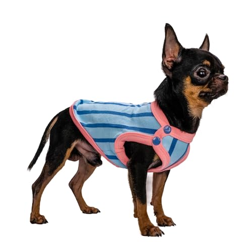 Hug Pupee Kleine Hundebekleidung Shirt Bequeme Kleidung für Mini Hunde Sweatshirt Weste Vertikale Streifen - Blau XX-Large von Hug Pupee
