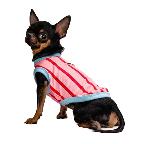 Hug Pupee Kleine Hundebekleidung Shirt Bequeme Kleidung für Mini-Hunde Sweatshirt Weste Vertikale Streifen – Rot Groß von Hug Pupee