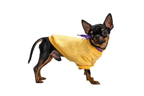 Hug Pupee Kleiner Hundepullover, gemütlich, warm, Winterkleidung für kleine Hunde, Sweatshirt, Mantel, Gelb, Größe XS von Hug Pupee