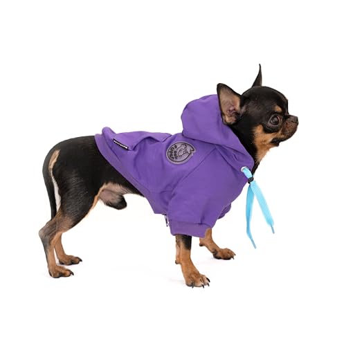 Hug Pupee Verstellbarer Halsumfang Hundekleidung Kleine Hunde Hoodie Gemütlich Warm Winter Pullover Kleidung Pullover für kleine Welpen Pullover – Lila X-Large von Hug Pupee