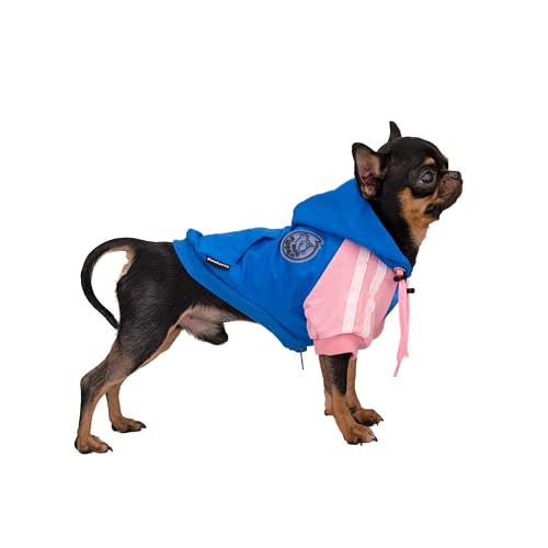 Hug Pupee Verstellbarer Halsumfang Hundekleidung kleine Hunde Hoodie gemütlich warm Winterpullover Kleidung Pullover für kleine Welpen Pullover – Blau, Größe M von Hug Pupee