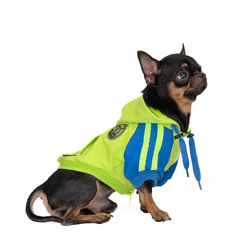 Hug Pupee Verstellbarer Halsumfang Hundekleidung kleine Hunde Hoodie gemütlich warm Winterpullover Kleidung Pullover für kleine Welpen Pullover – Grün, Größe S von Hug Pupee