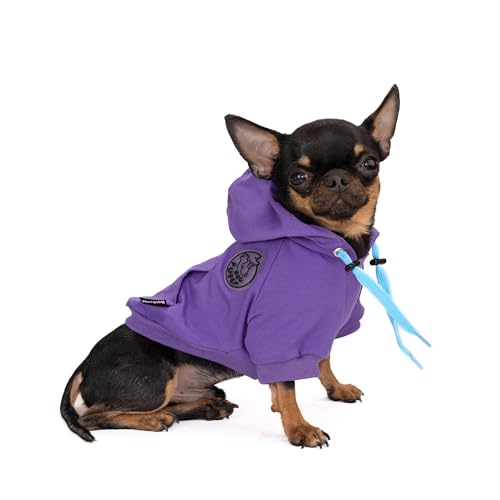 Hug Pupee Verstellbarer Halsumfang Hundekleidung kleine Hunde Hoodie gemütlich warm Winterpullover Kleidung Pullover für kleine Welpen Pullover – Lila XS von Hug Pupee