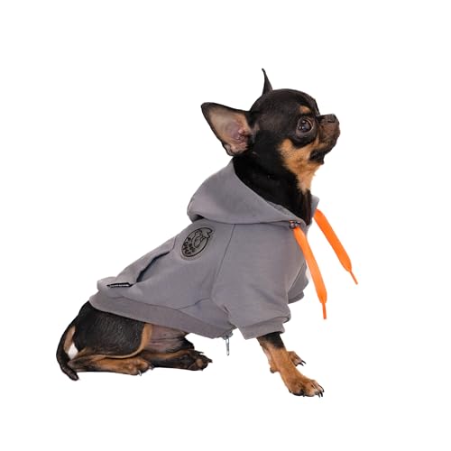 Hug Pupee Verstellbarer Halsumfang Hundekleidung kleine Hunde Hoodie gemütlich warm Winterpullover Kleidung Pullover für kleine Welpen Pullover – Schwarz, Größe M von Hug Pupee