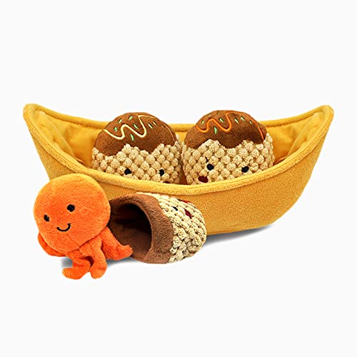 HugSmart Pet – Foodie Japan Takoyaki | Squeaky Interactive Dog Puzzle Toys | 3-in-1 Hide and Seek Plush Dog Toys | Plush Treat Dispensing Snuffle Toy for Dogs - Small, Medium and Large Breed von HugSmart