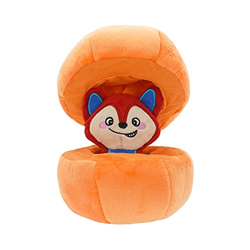 HugSmart Pet -Fruity Critterz Hundespielzeug, quietschendes Verstecken und Suchen aus Plüsch, 5,1 cm, interaktives Plüsch-Puzzle-Spielzeug für kleine und mittelgroße Hunde (Kürbis versteckender Fuchs) von HugSmart