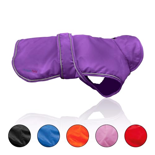 HugglePets Arctic Armour Thermo-Hundemantel, wetterfest, extra groß, 60 cm, Violett | warme Fleece-Winterkleidung | Hundebekleidung für jedes Wetter, Winterspaziergänge bei Schnee, Regen, für kleine, von HugglePets