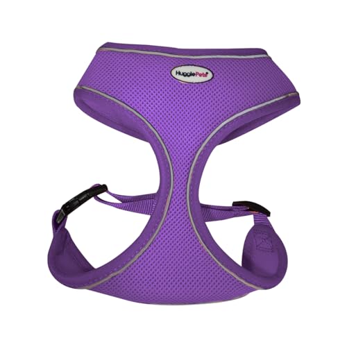 HugglePets Hundegeschirr, extra klein, 28–40 cm, violett, Air-Mesh | atmungsaktiv, leicht, wasserdicht, lässt sich einfach an der Leine befestigen | kleine, mittelgroße und große Hunde von HugglePets