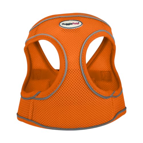 HugglePets Hundegeschirr aus Netzstoff, atmungsaktiv, leicht, wasserdicht, Größe XS, 30–37 cm, Orange von HugglePets