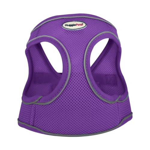 HugglePets Hundegeschirr aus Netzstoff, atmungsaktiv, leicht, wasserdicht, Größe XS, 30–37 cm, Violett von HugglePets