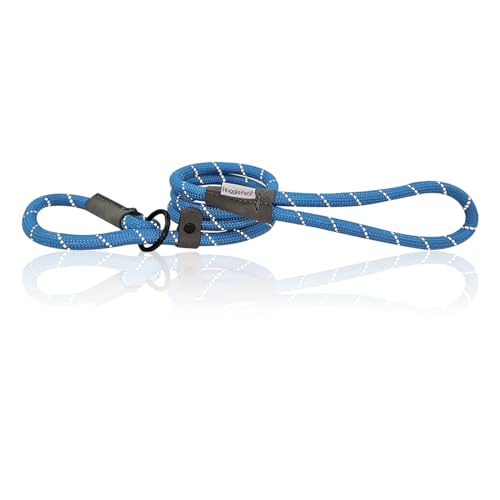 HugglePets Hundeleine, reflektierend, blau, 1,13 m, aus Seil, gut sichtbar, für Spaziergänge und Training, für kleine, mittelgroße und große Hunde von HugglePets