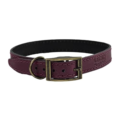 HugglePets Legacy Hundehalsband, aus britischem Leder, handgefertigt, Merlot, Größe XS 25–30 cm von HugglePets