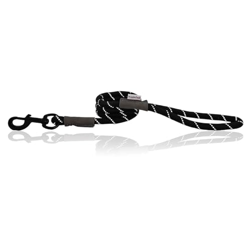HugglePets Reflektierendes Seil, schwarz, 107 x 1,2 cm, gut sichtbares Seil für Hunde, Zubehör für Spaziergänge am Morgen, Abend, Nacht von HugglePets