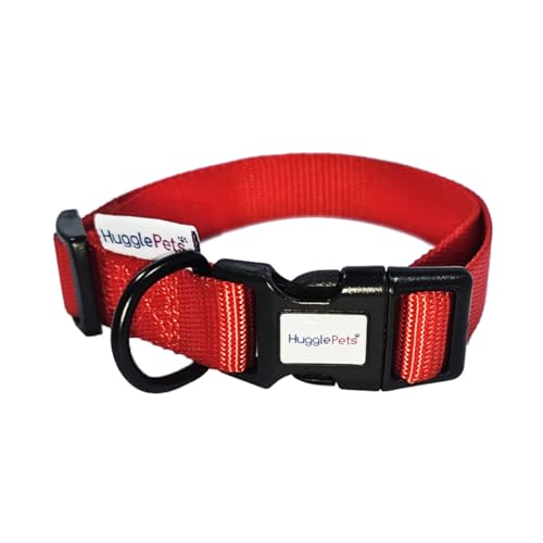 HugglePets Snappy Hundehalsband, Größe L, 45–70 cm, verstellbar, wetterfest, mit Zubehörring, gewebtes Stoffhalsband, für kleine, mittelgroße und große Hunde von HugglePets