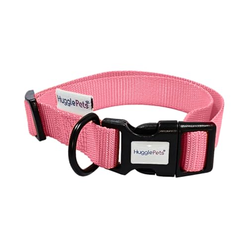 HugglePets Snappy Hundehalsband, Größe M, 30–50 cm, verstellbar, wetterfest, mit Zubehörring, gewebtes Stoffhalsband, für kleine, mittelgroße und große Hunde von HugglePets