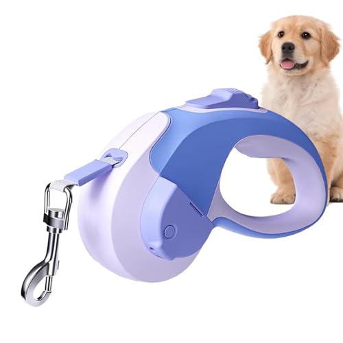 Hugsweet Ausziehbares Hundeseil, einziehbare Hundeleine | Automatisches Teleskop-Traktor-Hundeband mit Licht,Reflektierend, ergonomisch, Einhandbremse, leichtes, Starkes Nylon-Hundeseil von Hugsweet