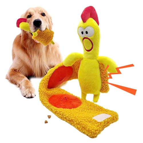 Hugsweet Hunde-Leckerli-Plüsch,Hunde-Plüsch-Hühnerspielzeug - Hähnchen mit Schal-Design, Versteckspiel, Schnupftabak, Crinkle-Spielzeug | Lustiges Hunde-Puzzlespielzeug für das IQ-Training, von Hugsweet