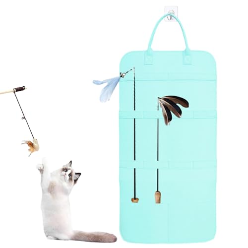 Hugsweet Katzen-Zauberstab-Aufbewahrung, Katzen-Zauberstab-Spielzeug-Aufbewahrungstasche - Cat Teaser Wand Organizer | Katzenspielzeughalter, Haustierspielzeug-Aufbewahrungstasche für Hauskatzen, von Hugsweet