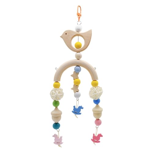 Hugsweet Kauspielzeug für Vögel, Vogelspielzeug, Papageienspielzeug, Naturholz-Schleifkugeln, Kakadu-Spielzeug, buntes Ornament-Käfig- , Vogelkäfig-Zubehör von Hugsweet