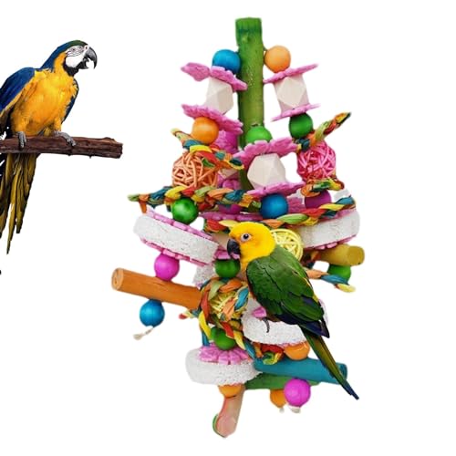 Hugsweet Vogelspielzeug für Papageien,Papageien-Kauspielzeug - Kaubares natürliches Luffa-Spielzeug für Nymphensittiche, bunt für Käfig | Schnabelschleifzubehör mit Metallhaken, dekoratives von Hugsweet